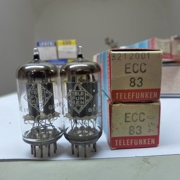 NOS 60th TELEFUNKEN ECC83 12AX7  MATCHED PAIR SMOOTH-PLATE TUBES NEW in Box