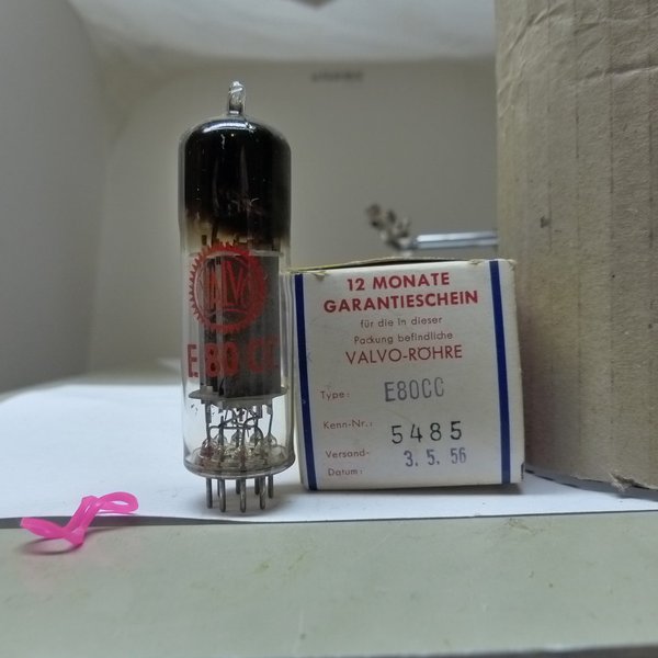 1x E80CC VALVO RED SMOOTH D-Foil-Getter Pinched Waist 4C-WKP Code Tube NOS RÖHRE Tube