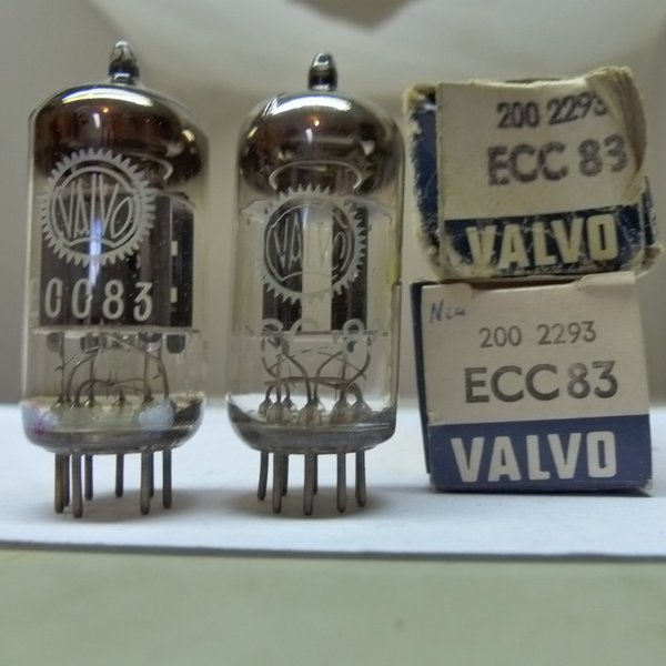 matched pair Valvo ECC83 / Mullard Blackburn Tube Code I63 NEW in Box 02