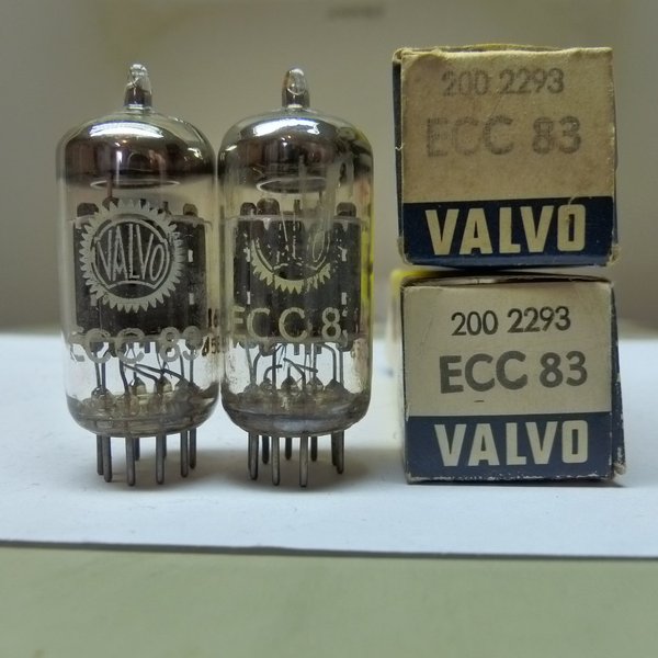 matched pair Valvo ECC83 / Mullard Blackburn Tube Code I65 NEW in Box 05