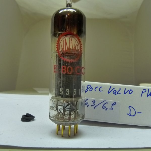 1x E80CC VALVO Pinched Waist Foil D-Getter WK6  / ∆8C Bottom Code NOS Testet Röhre Tube